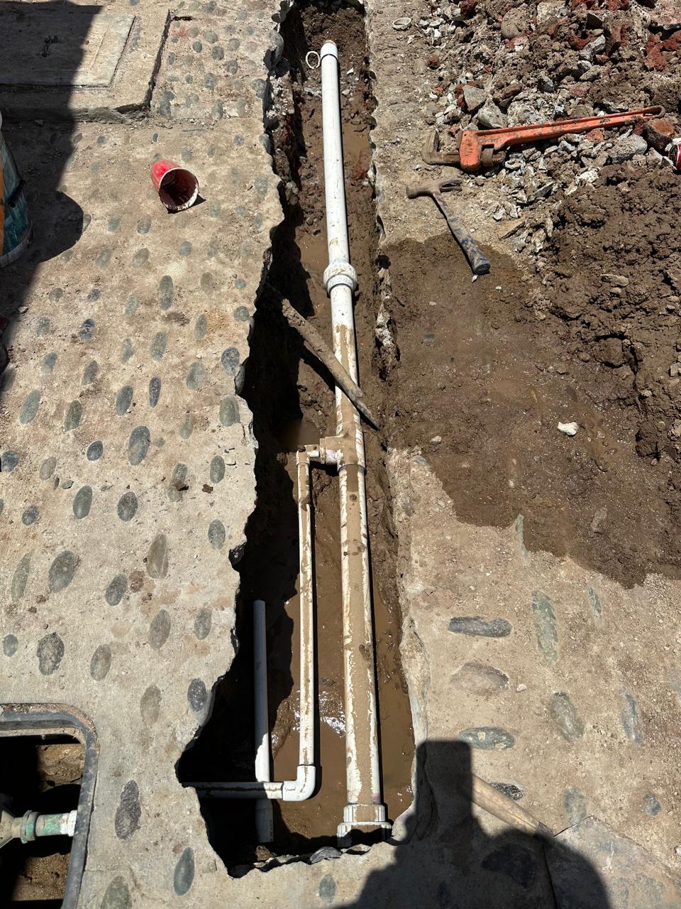 Water line repair, May 28